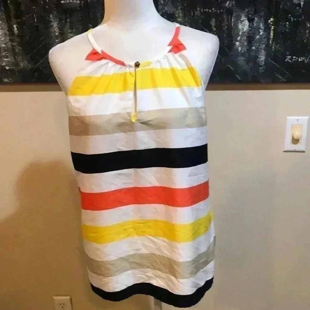 Banana Republic Cami Stripe Razor Back Silk Feel Tank Top-Size M